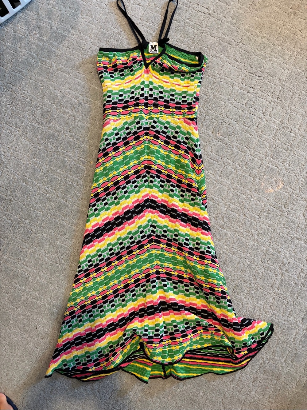 Missoni Multicolor Striped Halter Knit Dress 36 Lined